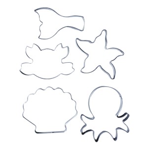 CORTADOR DE INOX - TEMA FUNDO DO MAR 5 PEÇAS