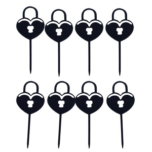 TOPO DE BOLO CADEADO DE CORAÇÃO - 8 PEÇAS