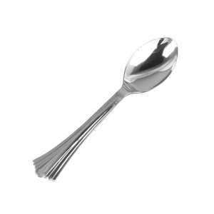 KIT 8 COLHERES SOBREMESA 14CM LUXO EM PLASTICO PRATA