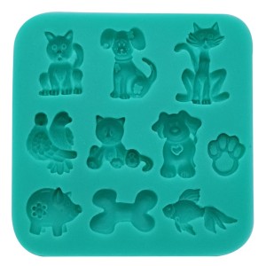MOLDE EM SILICONE GATOS E CACHORROS